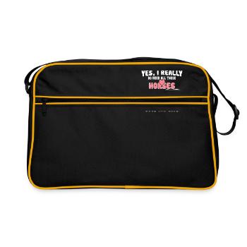 Pferde Hunde und Katzen - Retro Tasche - Schwarz/Gold - Vorne