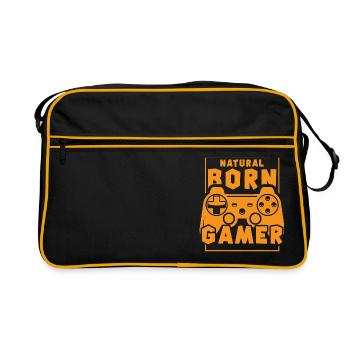 Natural Born Gamer - Retro Tasche - Schwarz/Gold - Vorne
