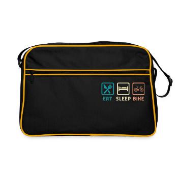 Eat Sleep Bike - Retro Tasche - Schwarz/Gold - Vorne