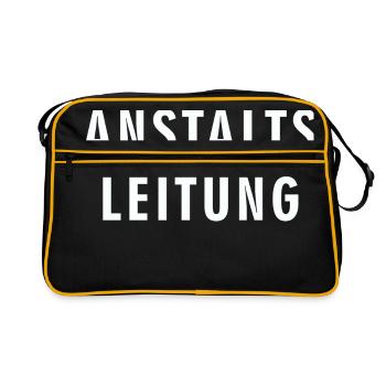 ANSTALTS LEITUNG - lustig RAHMENLOS® - Retro Tasche - Schwarz/Gold - Vorne