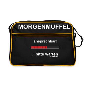 Morgenmuffel noch nicht ansprechbar! ...bitte war - Retro Tasche - Schwarz/Gold - Vorne