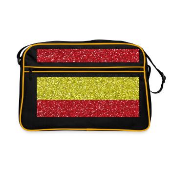 Spanien Flagge Fahne Glitzer spanische Flagge - Retro Tasche - Schwarz/Gold - Vorne