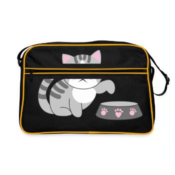 chat affamé - Sac Retro - noir/or - Devant