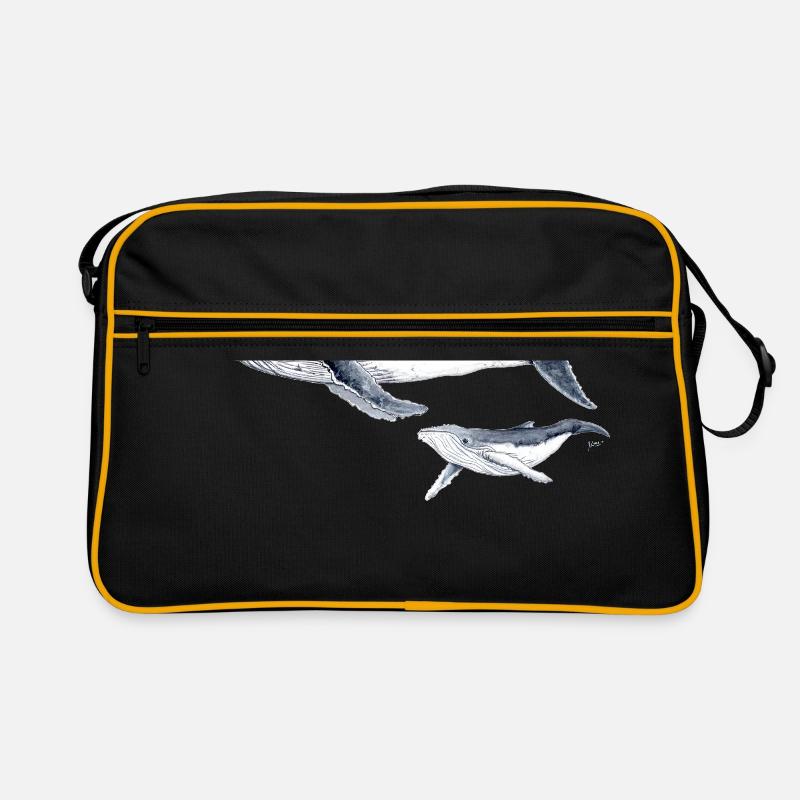 Buckelwal - baleine à bosse Buckelwal - Retro Tasche - Schwarz/Gold