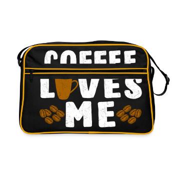 Coffee Loves Me - Retro Tasche - Schwarz/Gold - Vorne