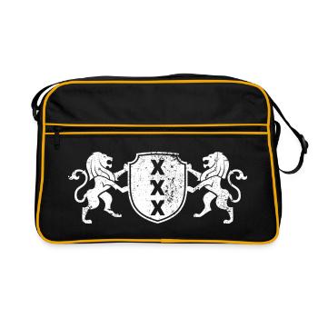 Heraldic X Crest with Lions - Retro Bag - black/gold - Front