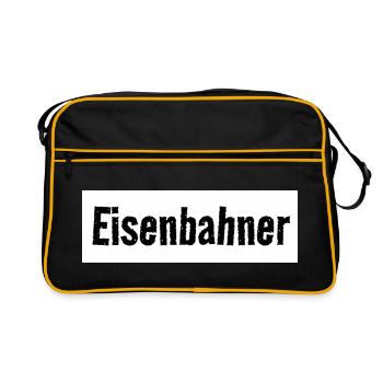 Railroad Fan Train Rails Lover - Retro Bag - black/gold - Front