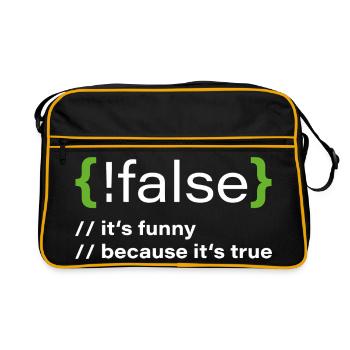 false – Funny programmer saying - Retro Bag - black/gold - Front