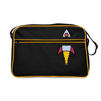 Pizza Rocket - Retro Tasche - Schwarz/Gold - Vorne