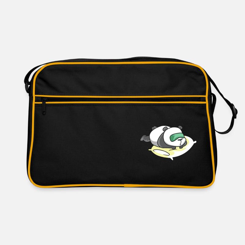 A big white panda is sleeping. - Retro Bag - black/gold