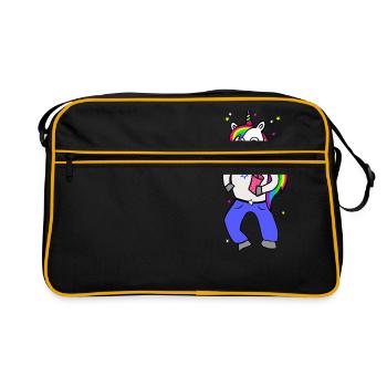 Unicorn disco with drink - Retro Bag - black/gold - Front