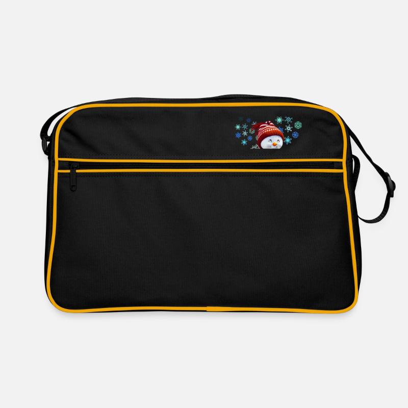 Schneemann mit Schneeflocken Retro Tasche