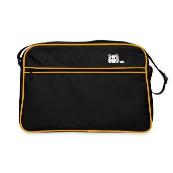 Knitting Crafts Hobbyist Cat Kitty - Retro Bag - black/gold - Front