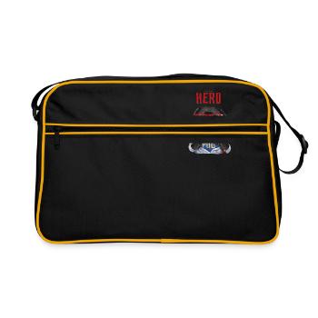 Mops, Lustiger Hund, Superheld - Retro Tasche - Schwarz/Gold - Vorne