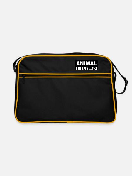 AnimalLivesMatter - Retro Tasche - Schwarz/Gold - Vorne