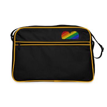 Coeur arc en ciel - Sac Retro - noir/or - Devant