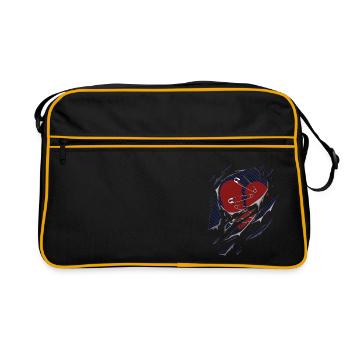 Cœur brisé et épingles à nourrice déchirées - Sac Retro - noir/or - Devant