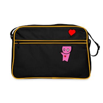 Rosa Figur Herz - Retro Tasche - Schwarz/Gold - Vorne