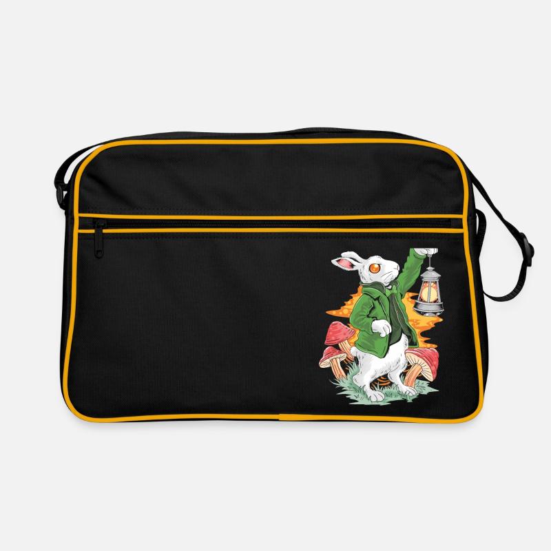 Hase mit Lampe und grünem Jacket Retro Tasche