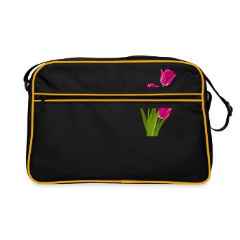 Tulpe Geschenk Geschenkidee - Retro Tasche - Schwarz/Gold - Vorne