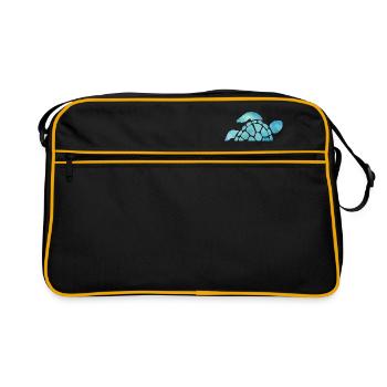 Tortue de mer bleu aquarelle - Sac Retro - noir/or - Devant
