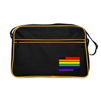 L'amour gagne le drapeau arc-en-ciel LGBT Gay Pride - Sac Retro - noir/or - Devant