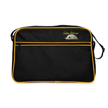 Golden retriever, chien d'arrêt, race de chien, sports de chien, - Sac Retro - noir/or - Devant