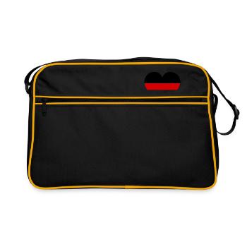 German flag in heart shape - Retro Bag - black/gold - Front