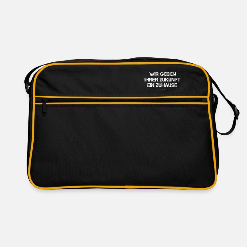 Wir geben ihrer Zukunft ein Zuhause - JVA - Retro Tasche - Schwarz/Gold