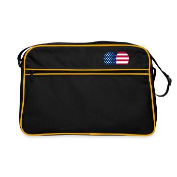 Drapeau des USA comme un coeur - Sac Retro - noir/or - Devant
