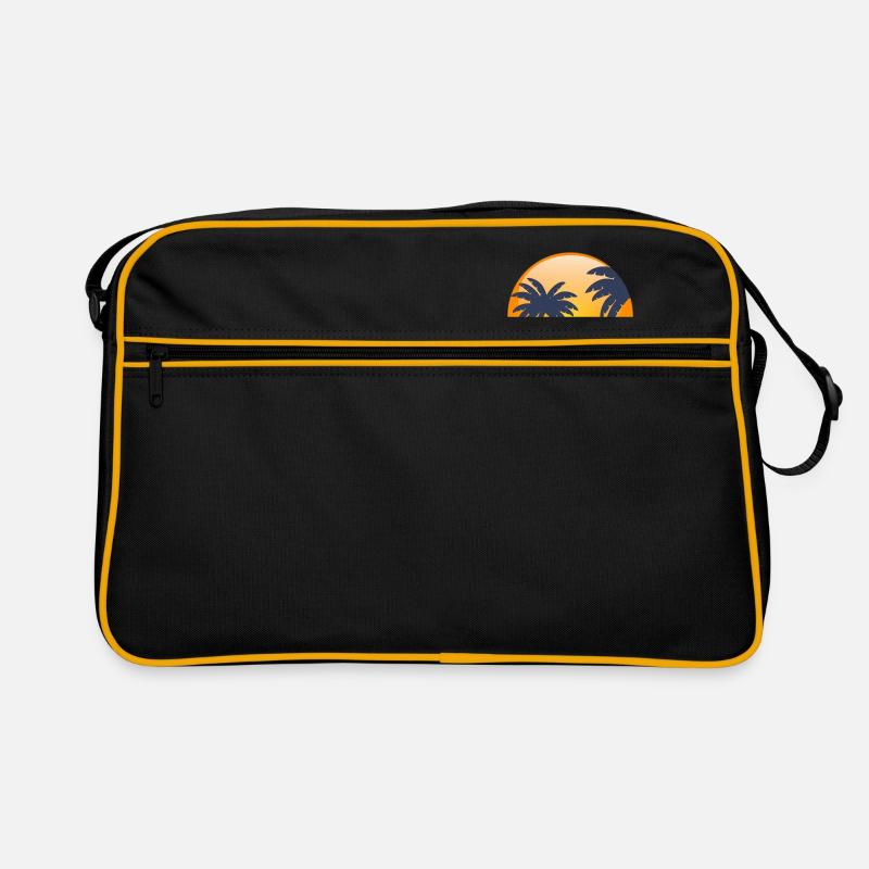 Sun behind palm trees Retro Bag