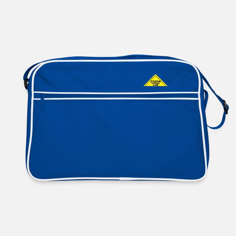 Biker caution road sign Retro Bag