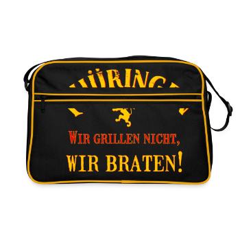 Thüringen -Wir braten! - Retro Tasche - Schwarz/Gold - Vorne