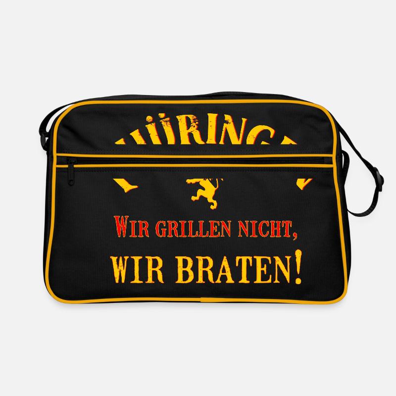 Thüringen -Wir braten! - Retro Tasche - Schwarz/Gold