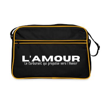"L'AMOUR"..Le carburant qui propulse vers l'avenir - Sac Retro - noir/or - Devant