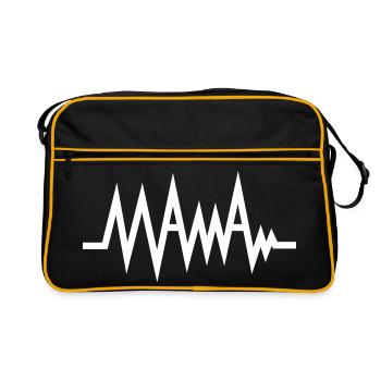 Mama EKG Geschenk Idee, Schwangerschaft Herzschlag - Retro Tasche - Schwarz/Gold - Vorne