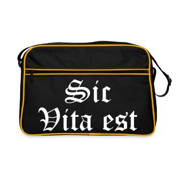 Citation latine de Sic Vita Est - Sac Retro - noir/or - Devant