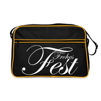Frohes Fest - Retro Tasche - Schwarz/Gold - Vorne