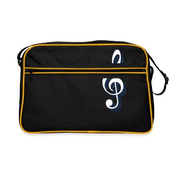 Treble clef as illustration in royal blue - Retro Bag - black/gold - Front