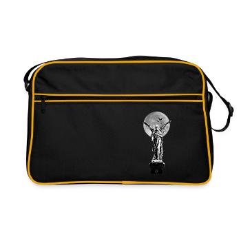 Ange de la mort devant la lune avec des chauves-souris - Sac Retro - noir/or - Devant
