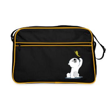 Mignon Petit Ours Polaire par Cheerful Madness!! - Sac Retro - noir/or - Devant