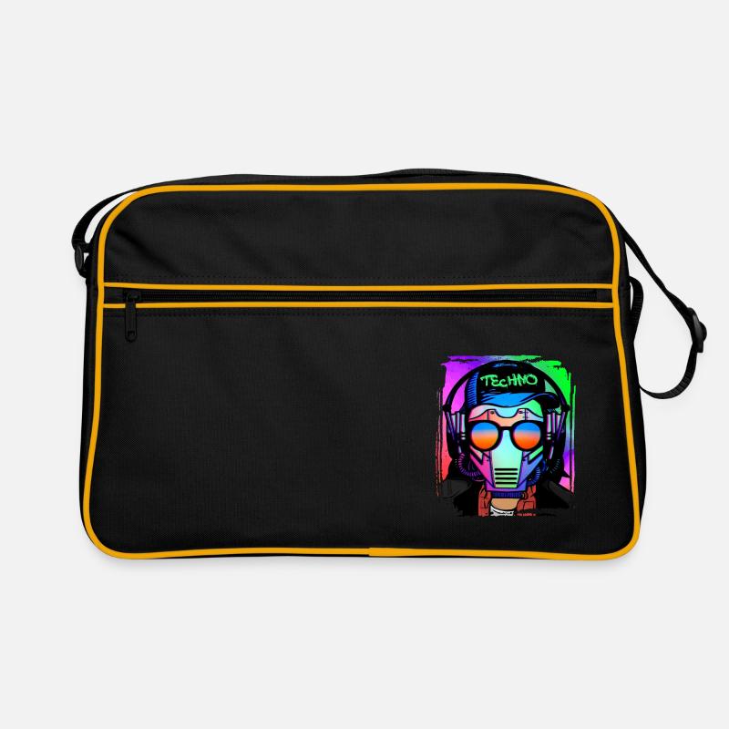 Psychedelic / Techno / Minimal Head Design Retro Tasche
