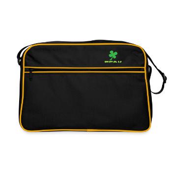 Lustiges IRISCHES Zitat mit Kleeblatt abziehen - Retro Tasche - Schwarz/Gold - Vorne
