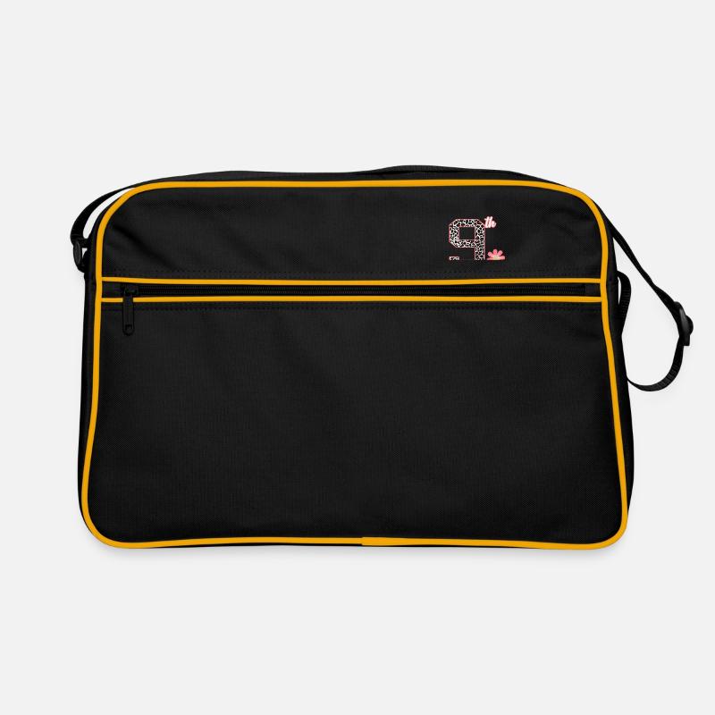 9. Geburtstag 9 Jahre altes Mädchen Leopard Butterfly ag - Retro Tasche - Schwarz/Gold