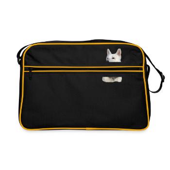 Berger, chien, tête de chien, visage de chien, sports de chien - Sac Retro - noir/or - Devant