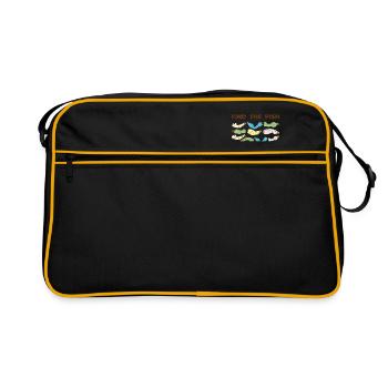 Find the Fish Plastik Fisch Umweltverschmutzung - Retro Tasche - Schwarz/Gold - Vorne