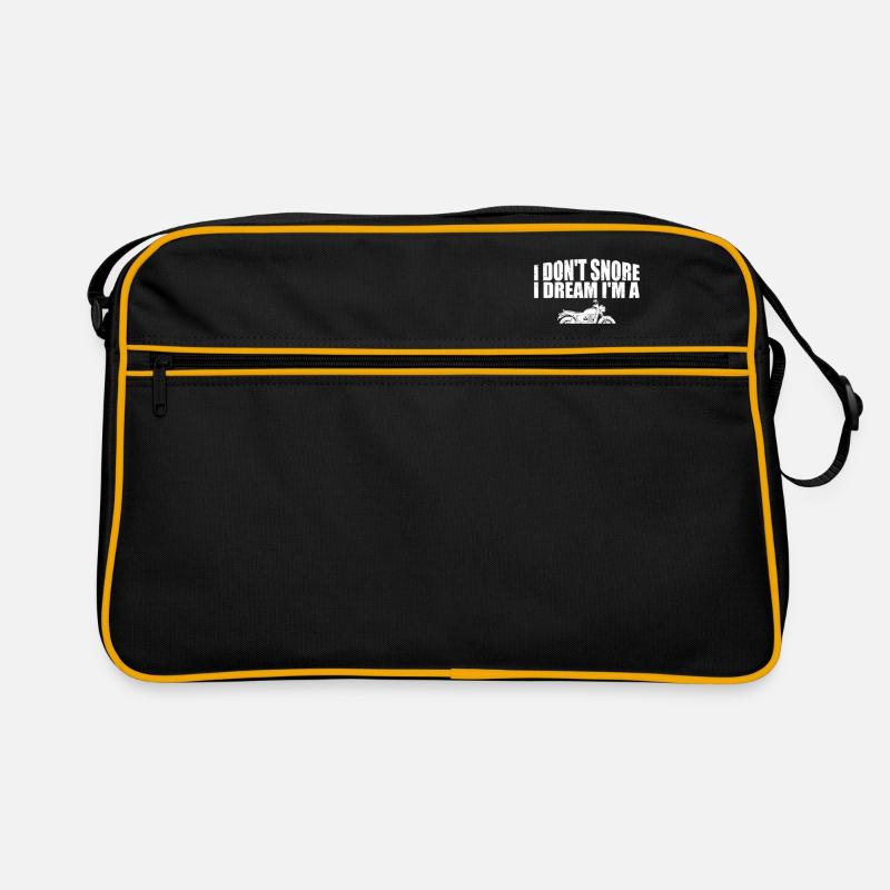Ich schnarche nicht, ich träume, ich bin ein Motorrad - Retro Tasche - Schwarz/Gold