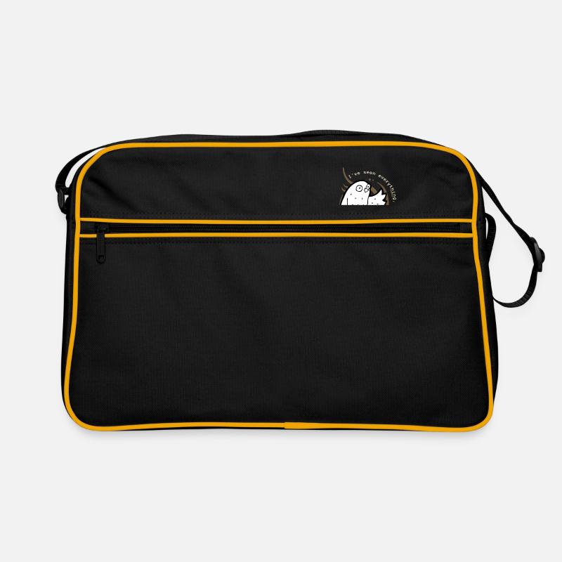 Eule braun - I work in HR - Retro Tasche - Schwarz/Gold