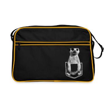 Baby meerkat in pocket pocket - Retro Bag - black/gold - Front