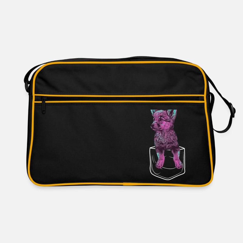 Bébé loup rose en format de poche Sac Retro
